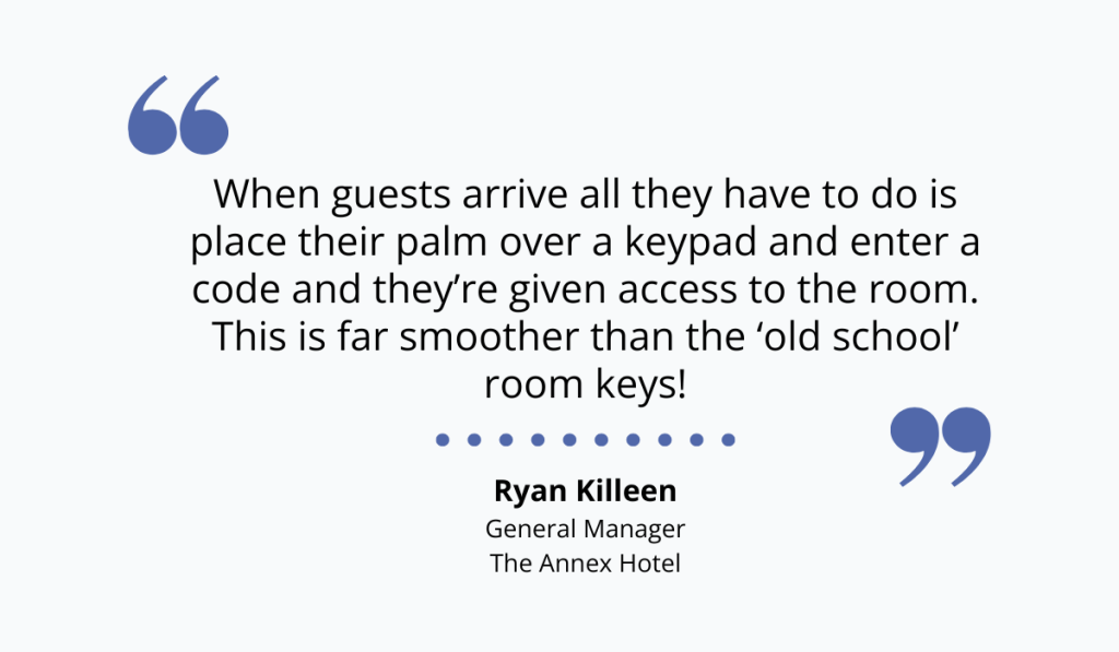 a quote explaining how keyless room entry works at a hotel