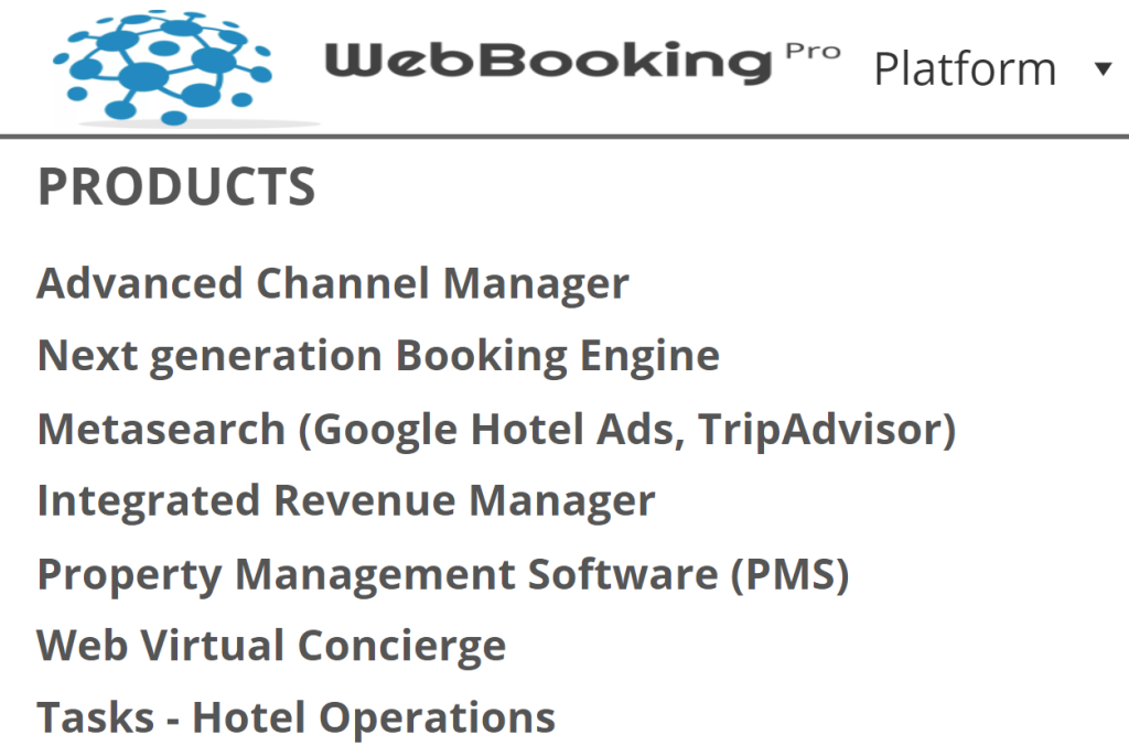 webbookingpro products screenshot