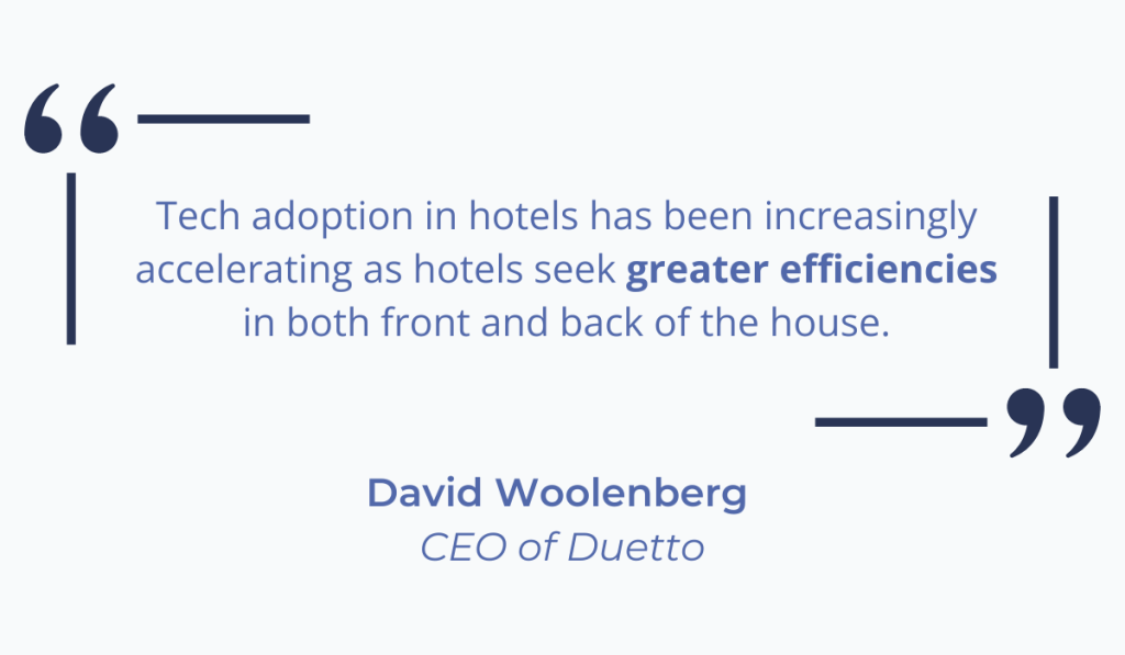 quote about the increase in tech adoption in hotels