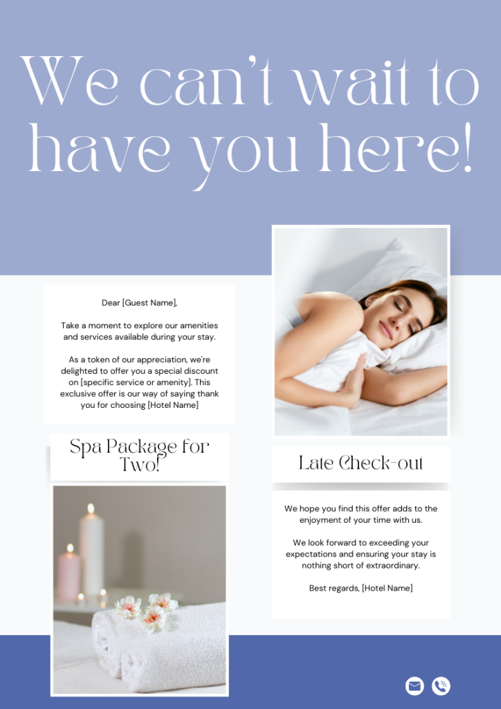 hotel pre-arrival email template example