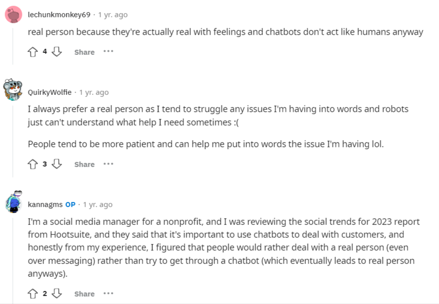 reddit comments about how people prefer communicating with human staff at hotels