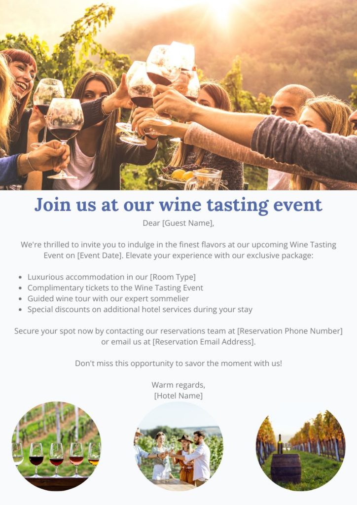 hotel special events email template