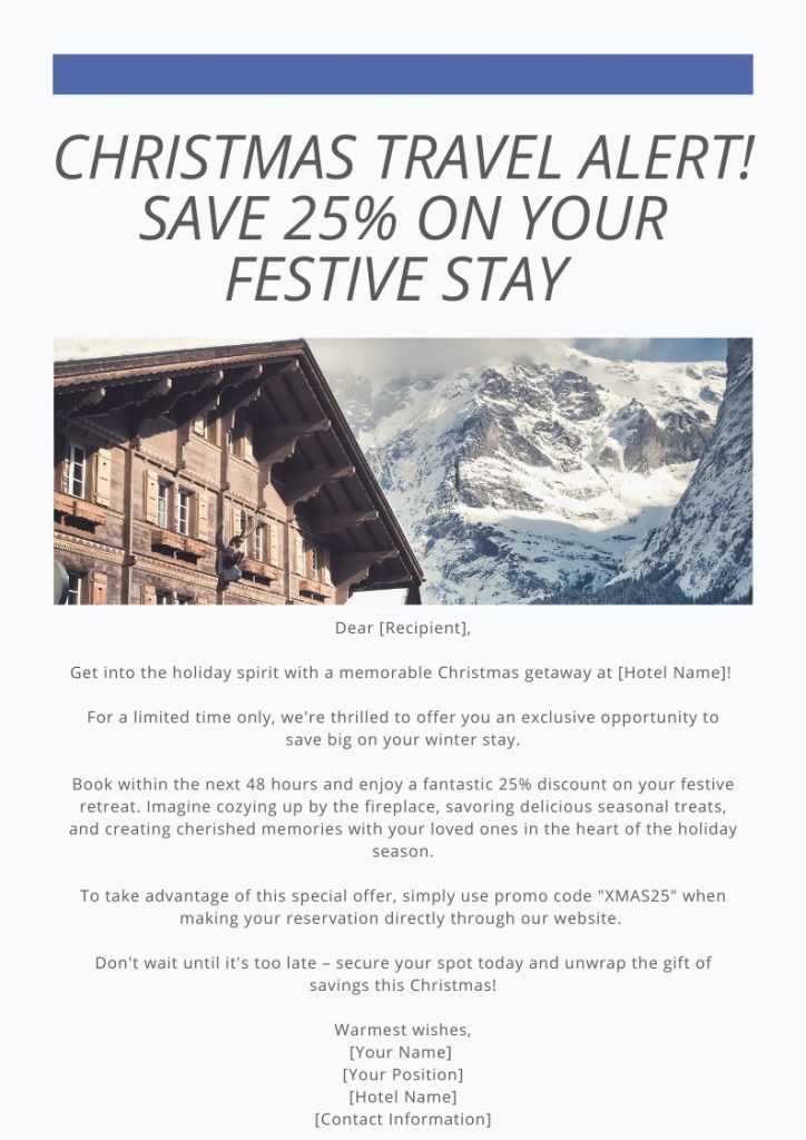 hotel promotional offer email template