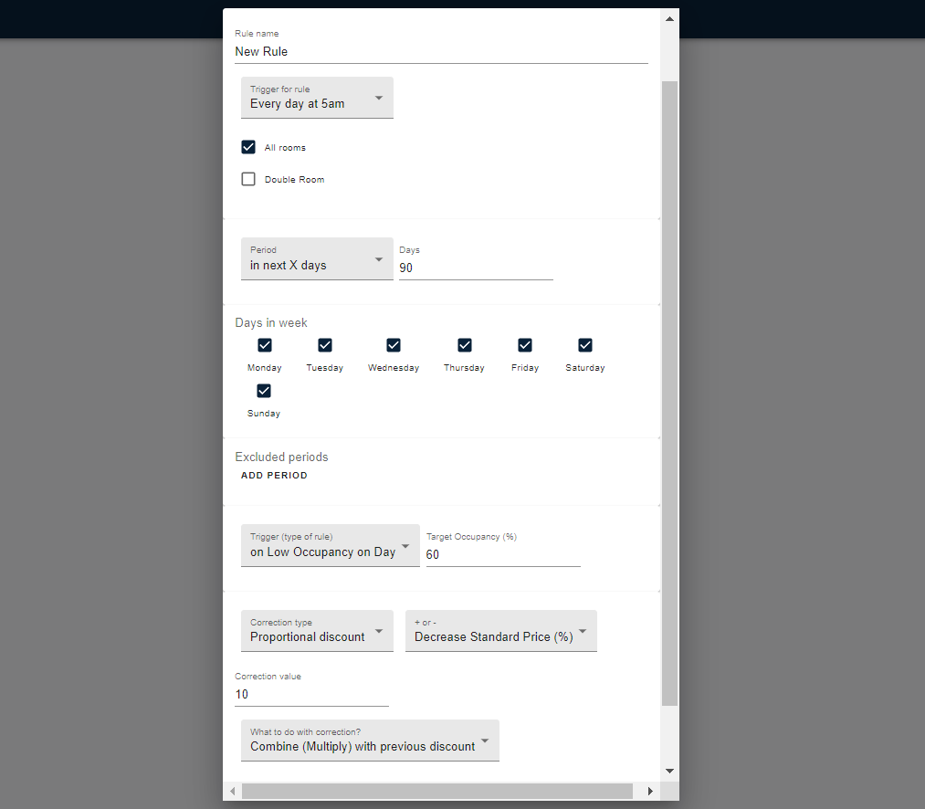 webbookingpro revenue management feature screenshot