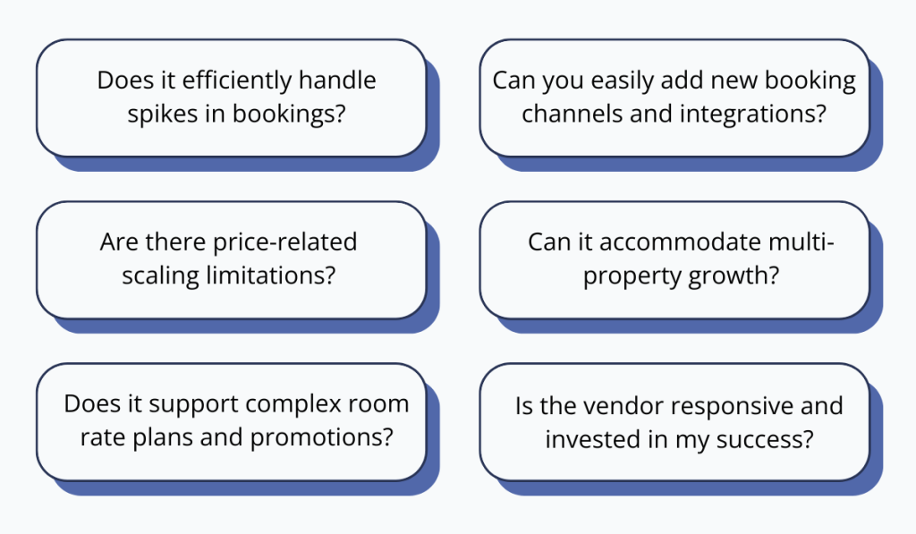list of questions to ask oneself in order to check whether a hotel crs is scalable