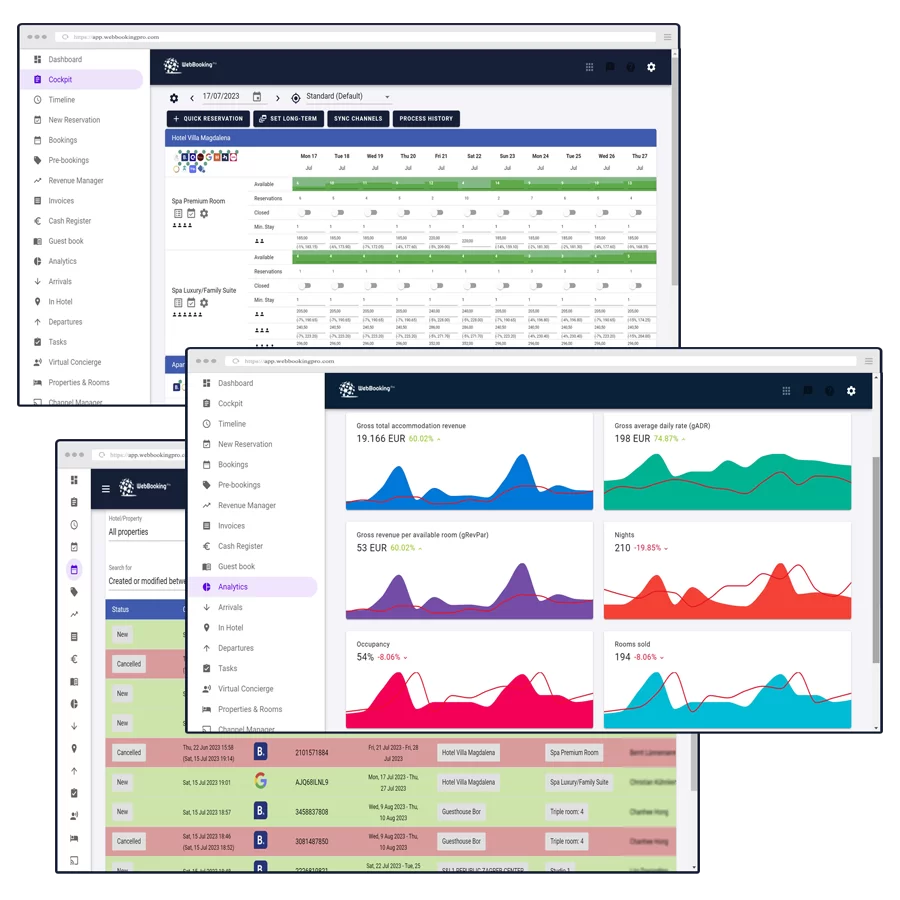 webbokingpro dashboards screenshot